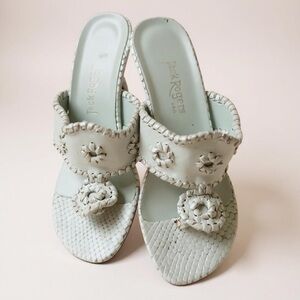 Jack Rogers Whipstitches Kitten Heel Thong Sandals SZ 6